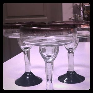 Mouth blown margarita glasses never used